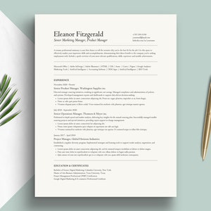 Currículum vitae vintage Diseño clásico retro Solicitud de empleo Plantilla de CV compatible con Canva ATS con carta de presentación