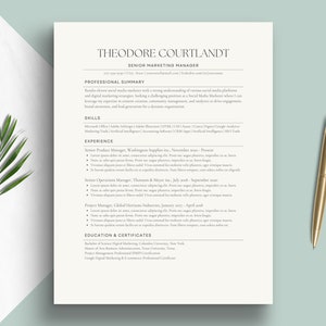 Currículum vitae retro Diseño clásico vintage Solicitud de empleo Plantilla de CV compatible con Canva ATS con carta de presentación Minimalista atemporal Excelente