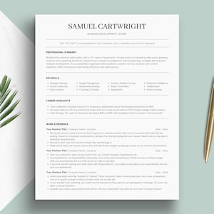 Canva ATS Friendly CV - CV profesional con plantilla de carta de presentación - Curriculum Vitae para solicitudes de empleo Formato funcional de una columna