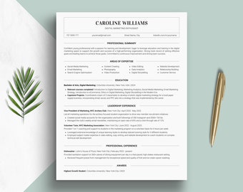 Professional Student ATS Resume Template Entry Level Junior CV for Job Applications Modern Canva Friendly One Page with Cover Letter Online