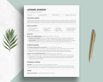 Student Resume Template Entry Level Junior CV Template for Job Applications Professional Modern Canva ATS Friendly Resume with Cover Letter