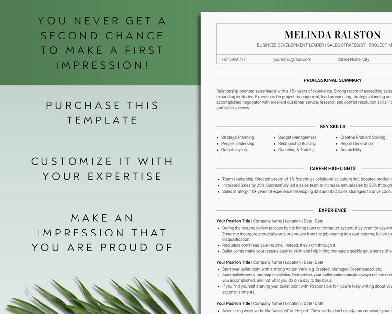 Professional ATS Compatible Resume - Canva Resume With Cover Letter Template Curriculum Vitae For Job Applications simple minimalist modern