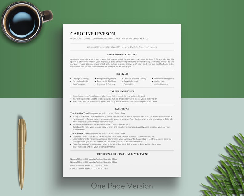 ATS Friendly Resume Template Professional Modern Creative Canva CV ...