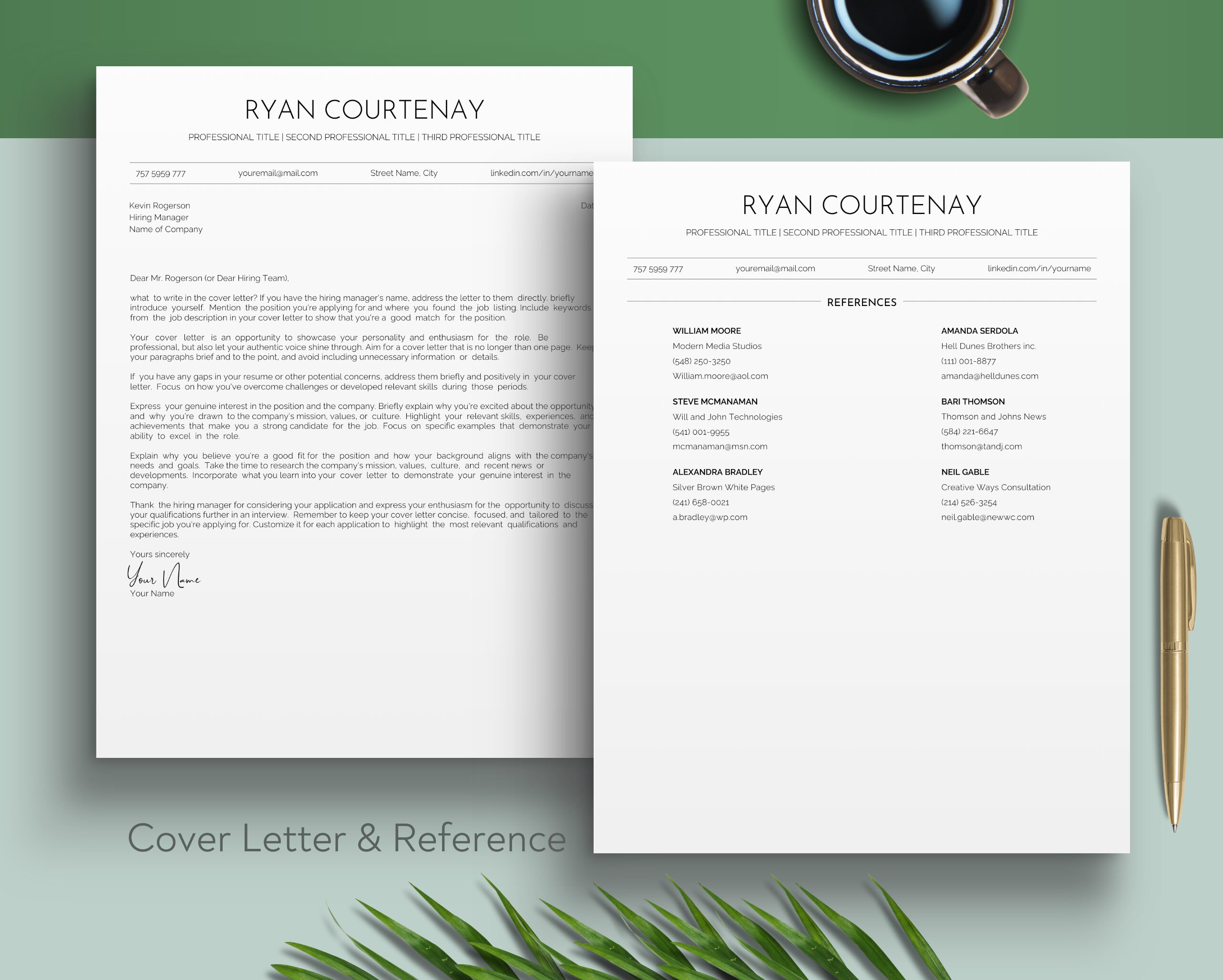 ATS Friendly Resume Template - Professional CV Template With Cover ...