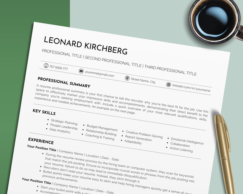Professional Modern Resume Template Creative Canva ATS Friendly CV ...