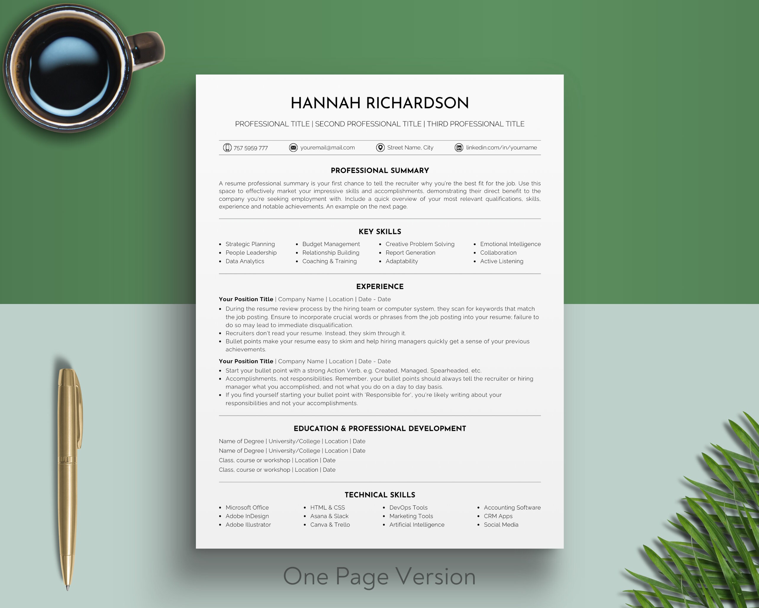 ATS Friendly Modern Resume Template Creative Professional Canva CV ...