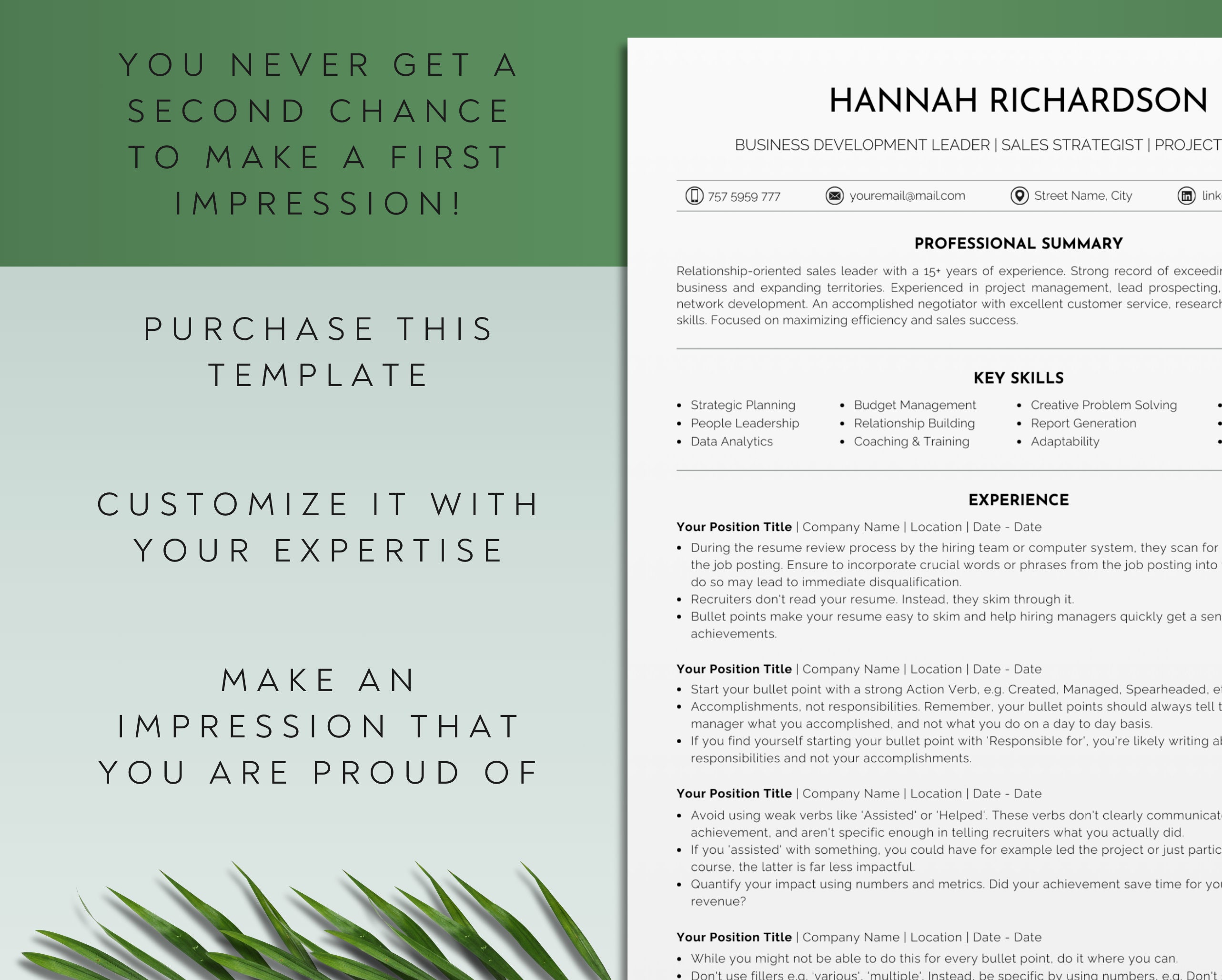 ATS Friendly Modern Resume Template Creative Professional Canva CV ...