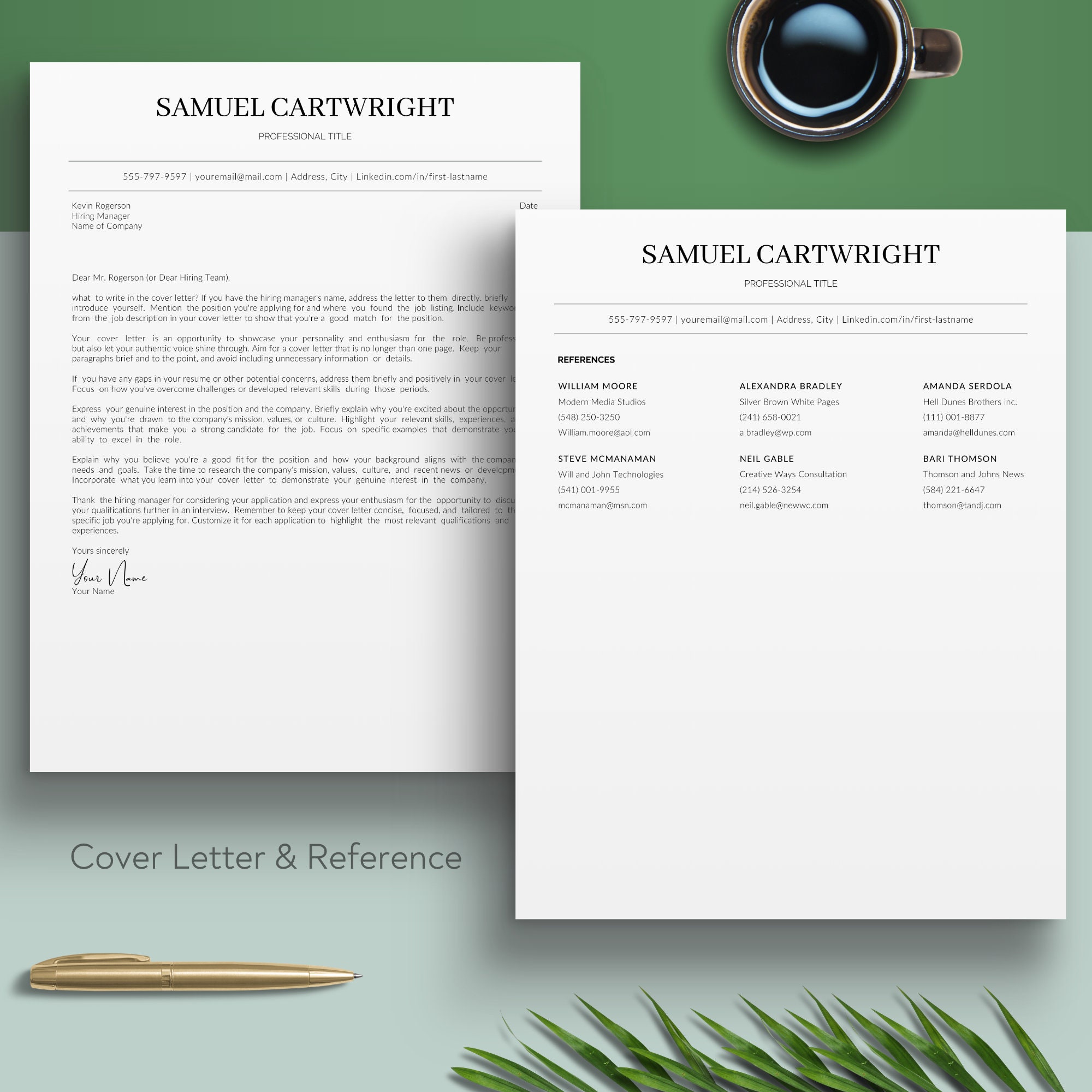 Canva ATS Friendly Resume - Professional CV With Cover Letter Template ...