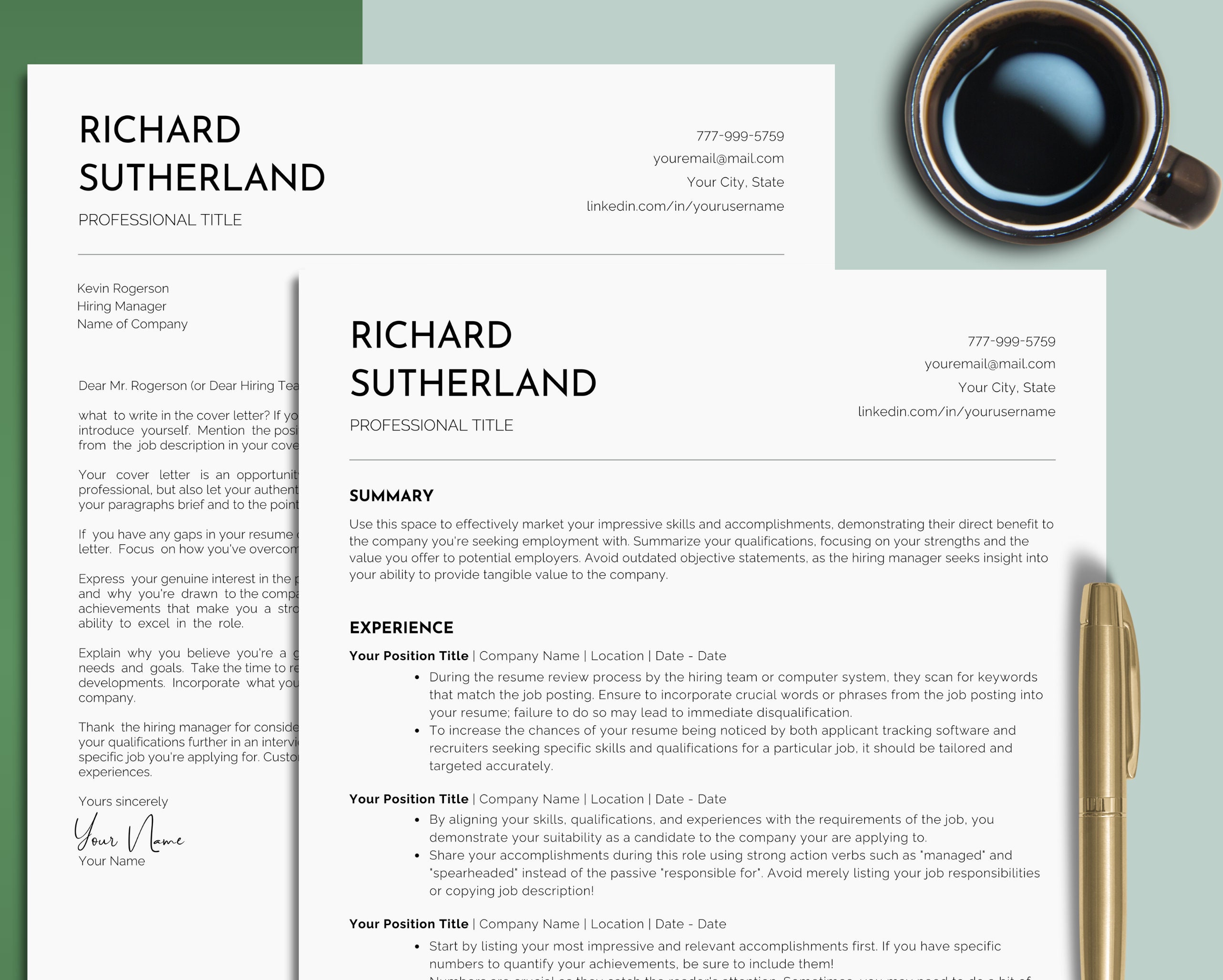 ATS Resume Template - ATS Friendly Resume, Professional CV Template ...