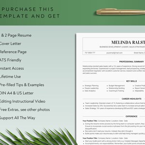 Professional ATS Compatible Resume - Canva Resume With Cover Letter Template Curriculum Vitae For Job Applications simple minimalist modern