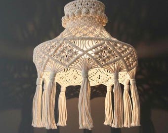 Abat-jour en macramé, cache de suspension, décoration bohème pour chambre d'enfant, abat-jour Easy Fit de 30 cm
