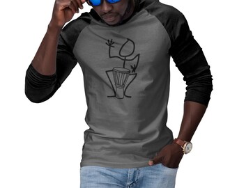 Djembe Drumma 3/4 Sleeve T-Shirt - Perfect for Music Lovers, Casual Wear, Gifts for Musicians, Festivals, Drum Circle Events