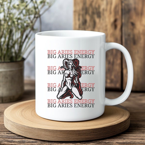 ARIES ENERGY MUG, Aries White Glossy Mug, Aries Zodiac Sign, Astrology Mug, Horoscope Zodiac, Zodiac Dates, Aries Mug Gift.