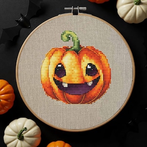 Happy Halloween Cross stitch pattern PDF, Instant Digital Download, Halloween cross stitch pattern, Pumpkin Cross stitch pattern, Halloween