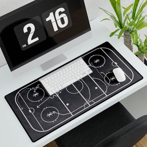 Hockey Rink Chalk Design w/ Play Diagram Desk Mats and Mouse Pad