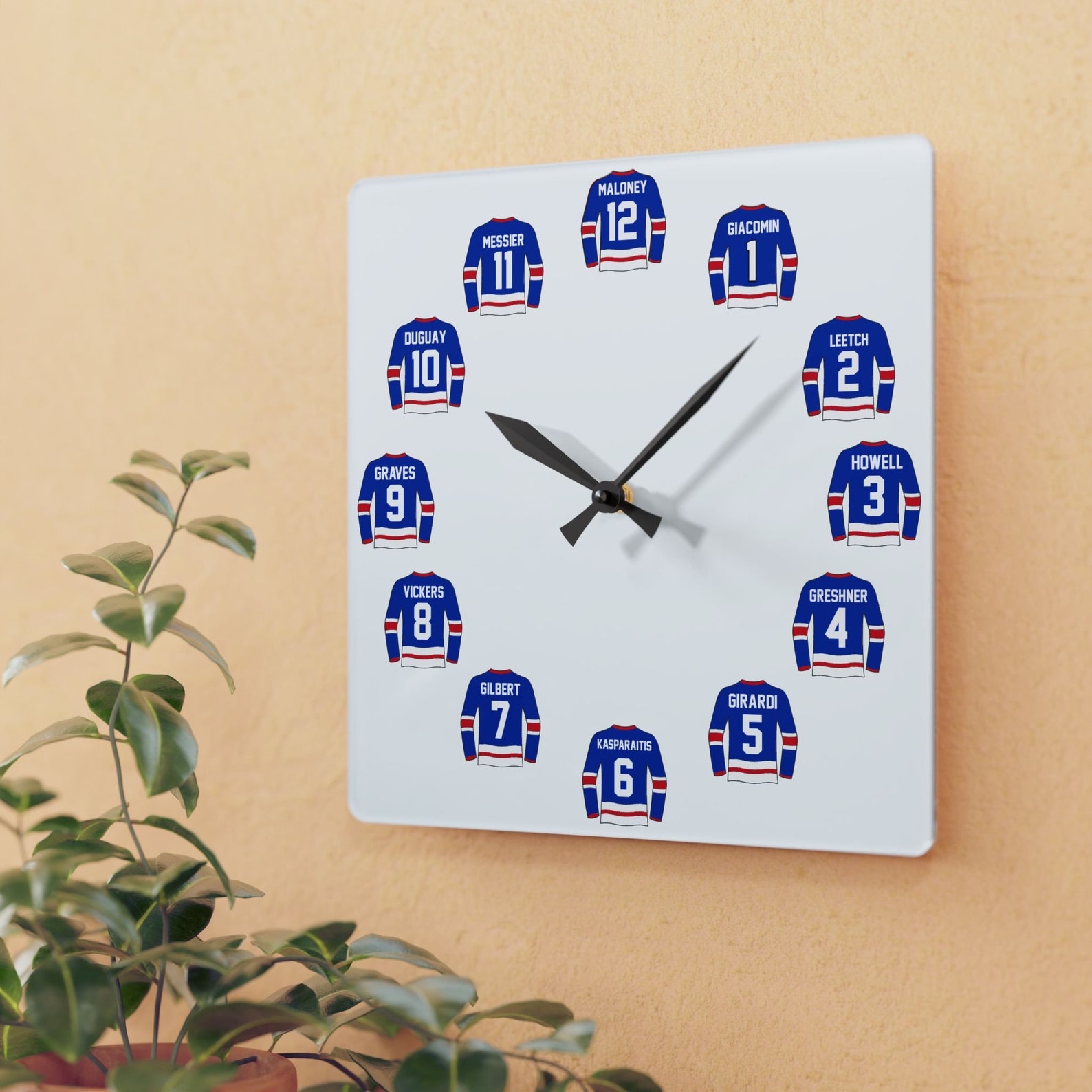 New York Rangers Wall Clock Hockey Wall Décor Rangers Fan Gift