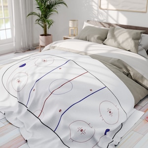 Hockey Rink Fleece Blanket - Comfortable Blanket for Hockey Fans | Birthday Present | Coach Gift | Hockey Moms | Outdoor Blanket