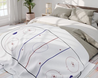 Hockey Rink Fleece Blanket - Comfortable Blanket for Hockey Fans | Birthday Present | Coach Gift | Hockey Moms | Outdoor Blanket
