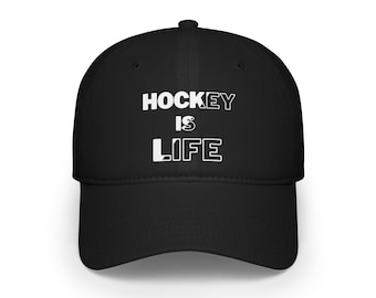 Hockey is Life Hat: Embroidered Cotton Twill Baseball Cap