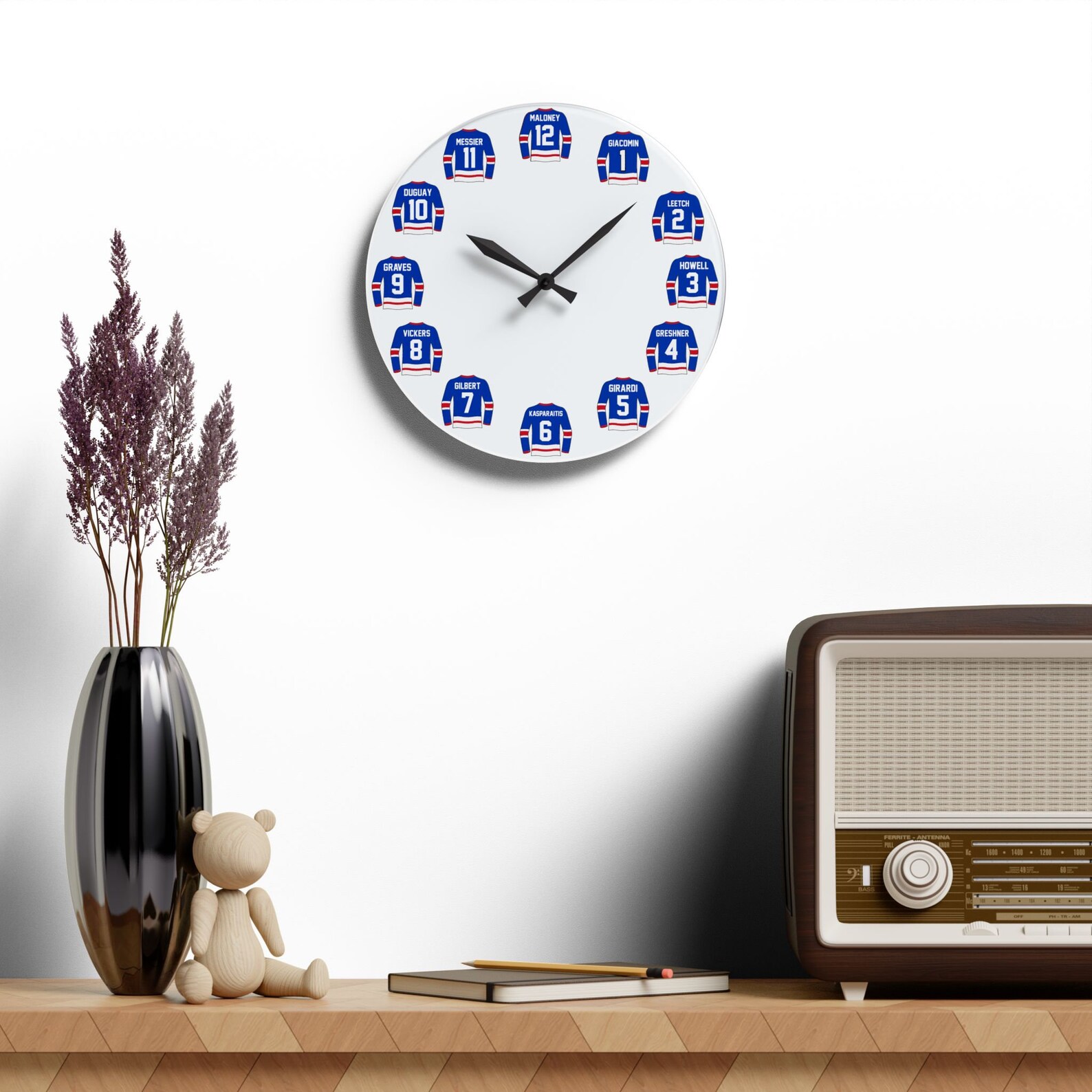 New York Rangers Wall Clock Hockey Wall Décor Rangers Fan Gift