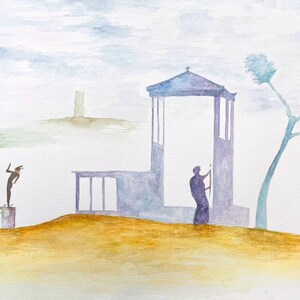 Roman fresco original watercolour print on canvas