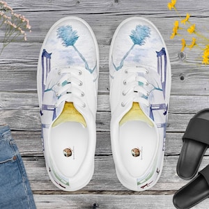 Women’s lace-up canvas shoes with Roman fresco original watercolour design