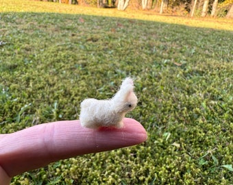 miniature white Bunny Needle Felted Tiny Figure