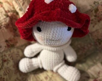 Ready to Ship Large Amanita Mushroom Child Doll Toy Plush Amigurumi