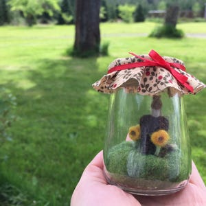 Miniature Terrarium Scene Squirrel and Sunflowers Fall Scene image 5