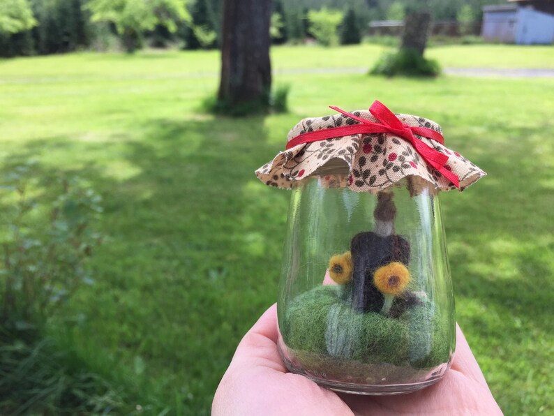 Miniature Terrarium Scene Squirrel and Sunflowers Fall Scene image 5