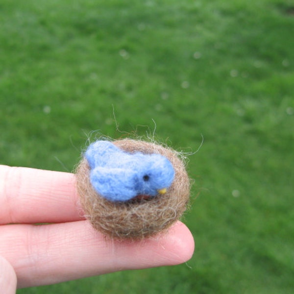 Needle Felted Miniature Bluebird Tiny Figurine