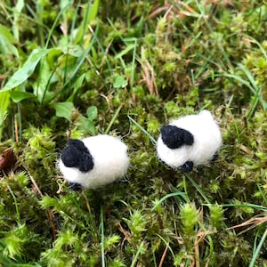 Miniature Sheep Needle Felted Tiny Figures Terrarium Figures Set of Two