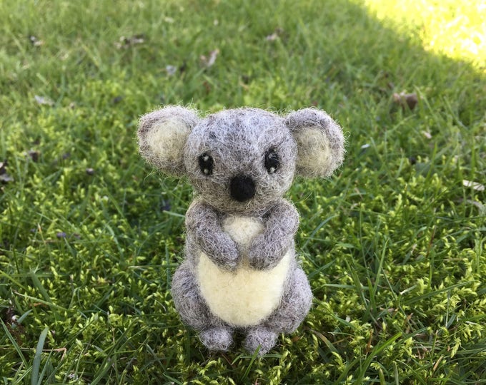 Needle Felted Koala Bear Miniature Figure Etsy