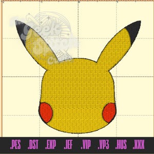 Pikachu Face Design Digital Machine Embroidery File