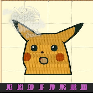 Surprised Pikachu Meme Design Digital Machine Embroidery File