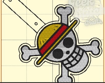 Pirate Jolly Roger Snap Tab Design Digital Machine Embroidery File