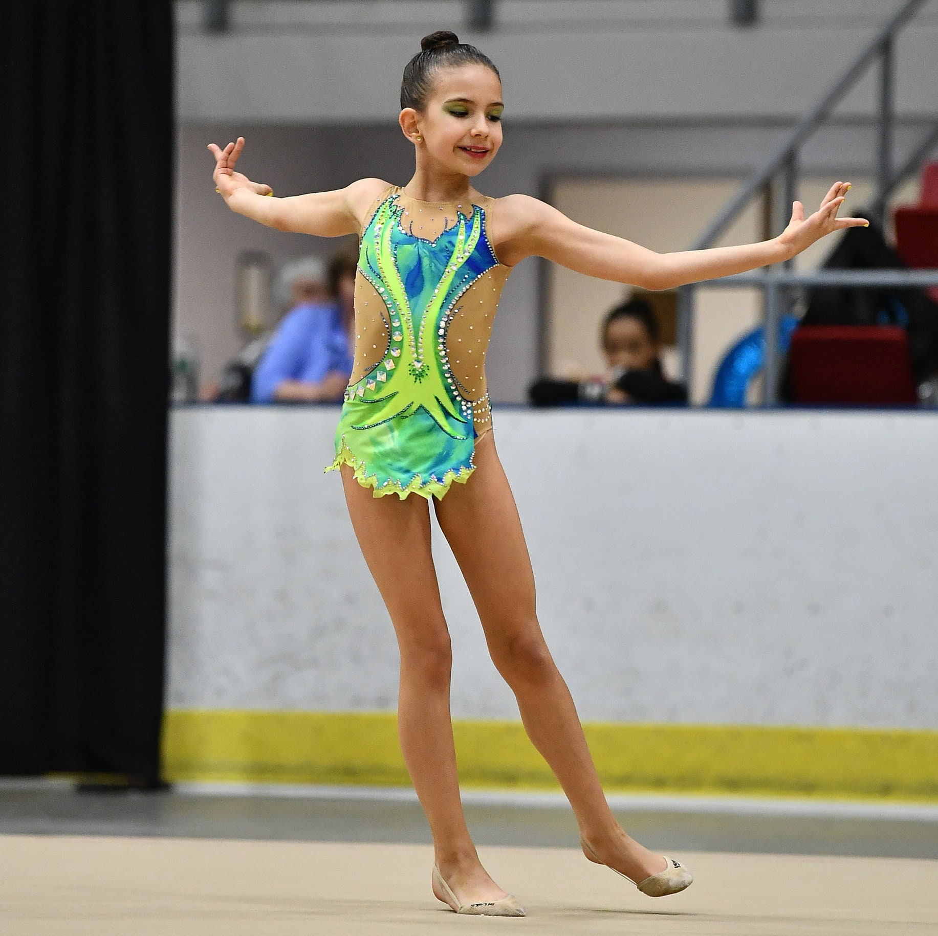Rhythmic Gymnastics Leotard Tiedye Green Yellow Blue One Of A Etsy