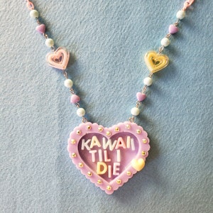 JUMBO Heart small letters Resin Statement Necklace Kawaii Cute Pastel Girl Fairy Kei Lolita Decora JFashion Accessory