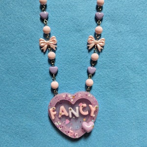 Fancy Heart tiny letters Necklace Kawaii Cute Pastel Girl Fairy Kei Lolita Decora JFashion Accessory