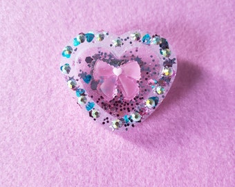 Pin de corazón de chica mágica: broche de estrella con lazo pastel kawaii