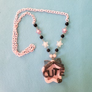 Handcrafted Resin Pendant Necklace: Kawaii Pastel Goth Accessory