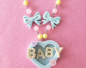 Pastel Goth Heart Resin Pendant Necklace: Kawaii JFashion Accessory