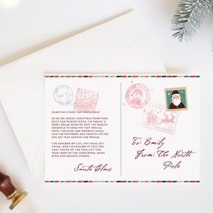 Bearbeitbare Weihnachtsmann-Postkartenvorlage - DIY Kleinkind Brief an Weihnachtsmann, sofort druckbar