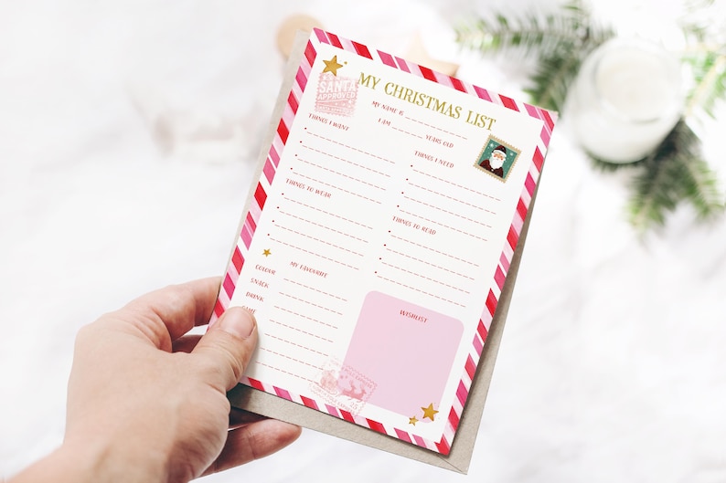 Editable Christmas Wishlist Template - Personalised Holiday Gift List ...