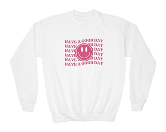 Smiley Happy Face Youth Crewneck Sweatshirt