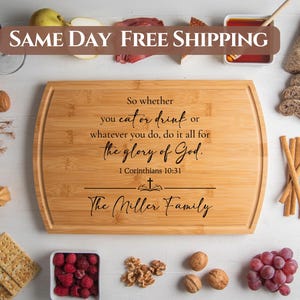 Personalized Cutting Board with Bible Verse, Christian Gifts, Religious Gifts, Easter Gifts, Housewarming Gift, Easter Decor, Wedding Gift