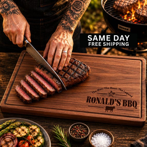 Personalized Grilling Cutting Board, Father's Day Gift From Wife, Kids, Custom BBQ Gifts for Him, Gift for Men, Guy, Husband, Grandpa Gift