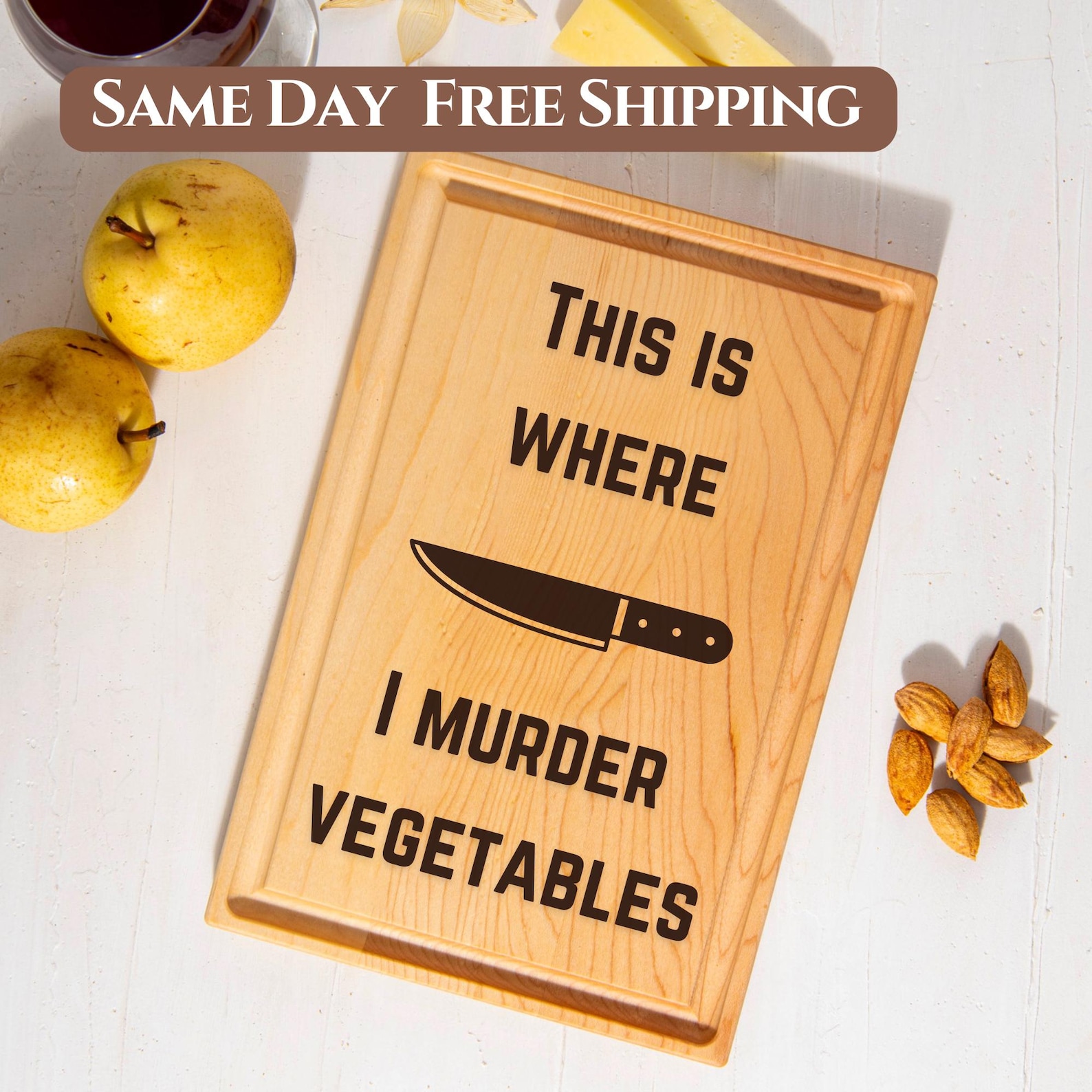 Vegan Gift, Cutting Board, Vegetarian Gift, This is Where I Murder