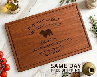 Custom Walnut Cutting Board 4H FFA Livestock Auction Buyer Gift Personalized Market Hog Steer Supporter Thank You Housewarming Gift