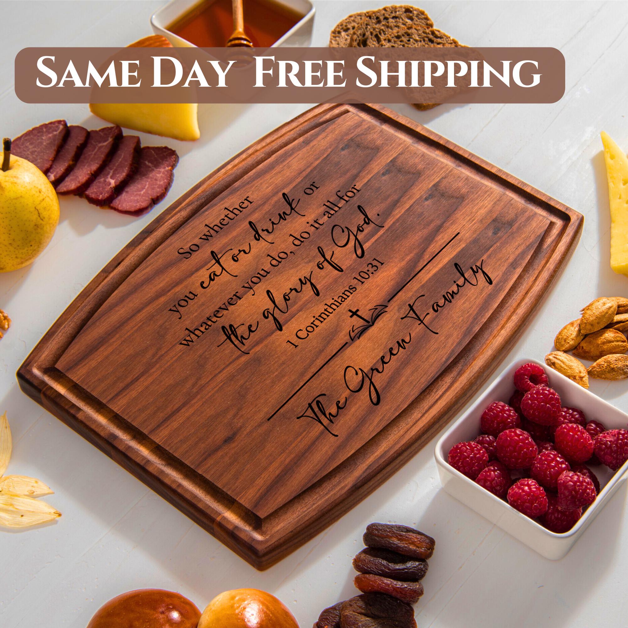 Bible Verse Personalized Cutting Board, Christian Gifts, Religious Gifts, Unique Housewarming Gift, Catholic Wedding Gifts for the Couple